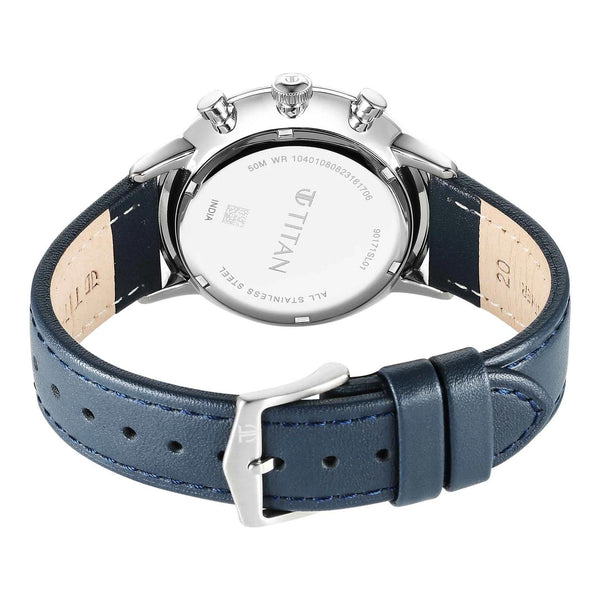 Titan Light Leathers Quartz Multifunction Black Dial Stainless Steel Strap Watch for Men – 42mm