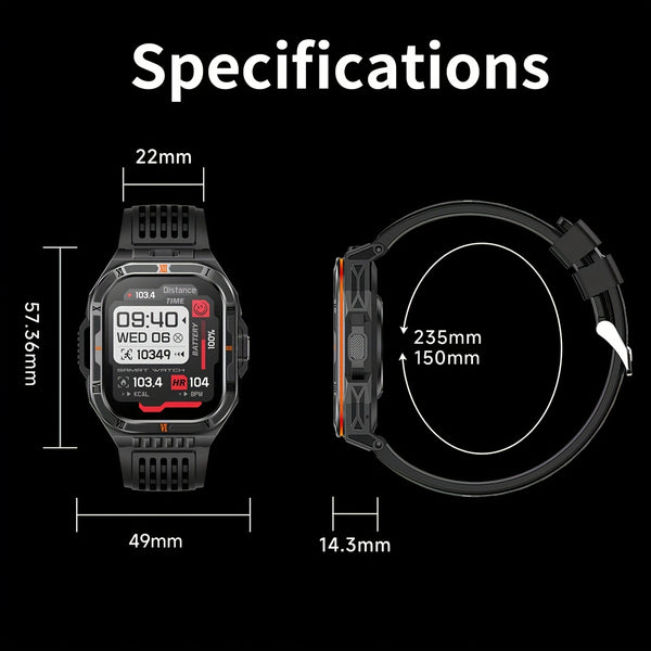 COIUSOR Men's Smart Watch with 1100mAh Battery, -Free Calling, Waterproof, 100+ Sports Modes