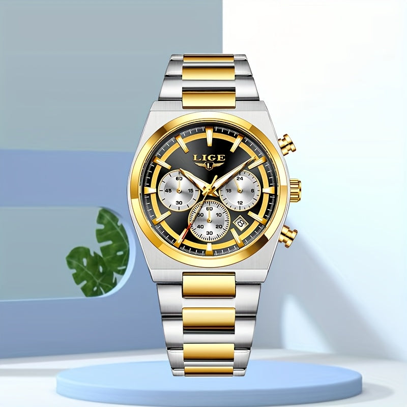 LIGE Classic Unisex Watch - Elegant Fashion Quartz Chronograph with Steel Band