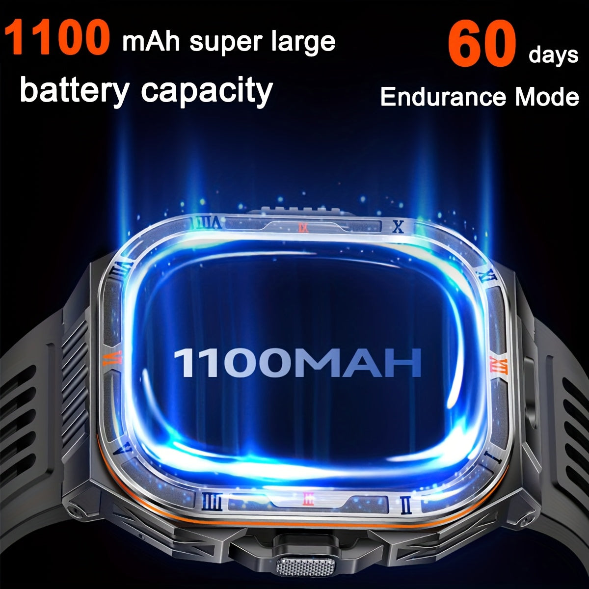 COIUSOR Men's Smart Watch with 1100mAh Battery, -Free Calling, Waterproof, 100+ Sports Modes