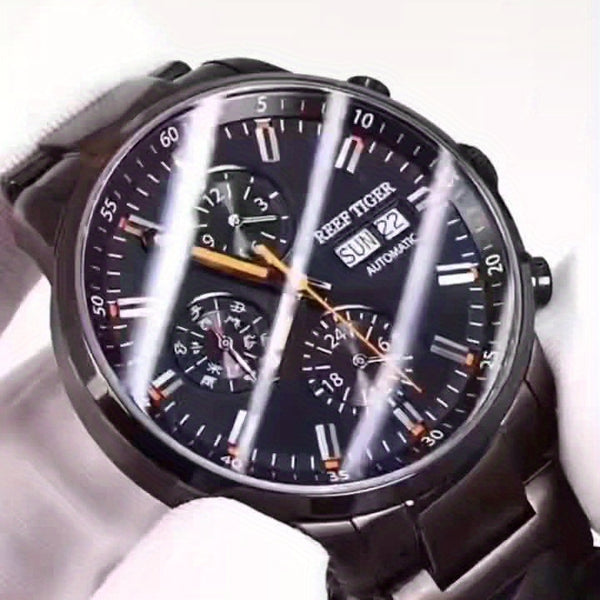 Reef Tiger Watch Men'S Mechanical Watch Automatic Multi-function Double Calendar Business