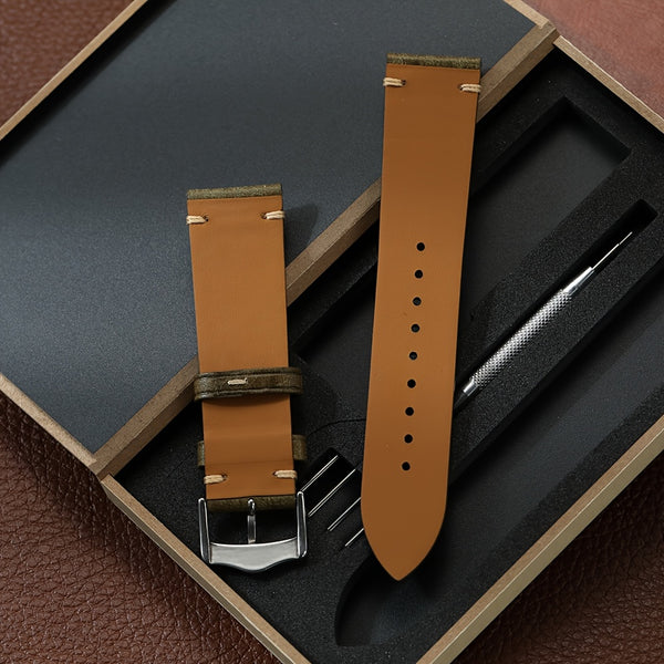 Vintage Genuine Leather Watch Strap 20mm 22mm Exquisite Gift Box Packaging
