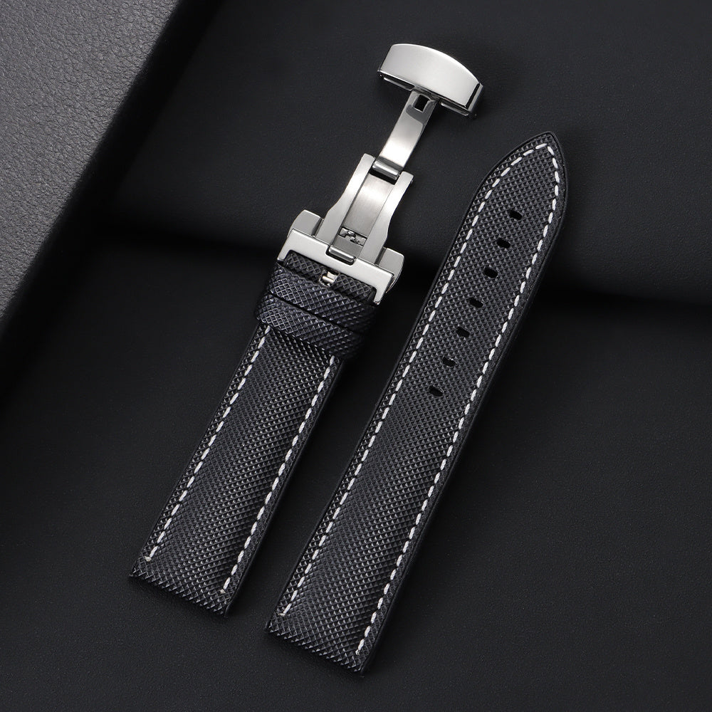 High-Quality Carbon Fiber Surface Silicone Watch Strap 20mm 22mm 24mm Composite Silicone Watch Band for Men