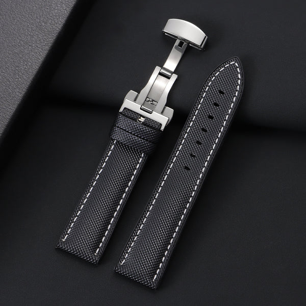 High-Quality Carbon Fiber Surface Silicone Watch Strap 20mm 22mm 24mm Composite Silicone Watch Band for Men