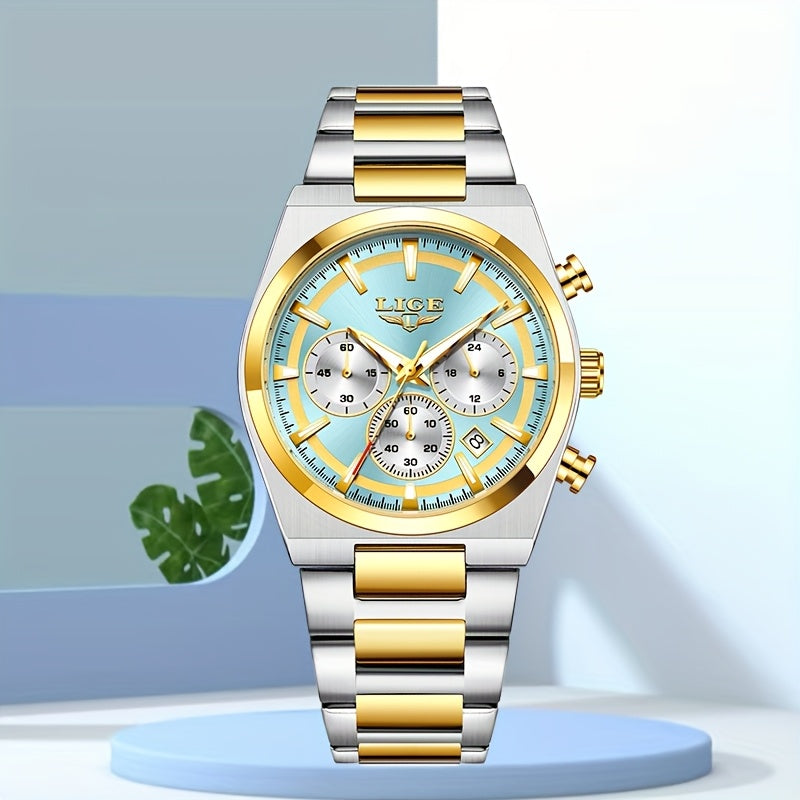 LIGE Classic Unisex Watch - Elegant Fashion Quartz Chronograph with Steel Band