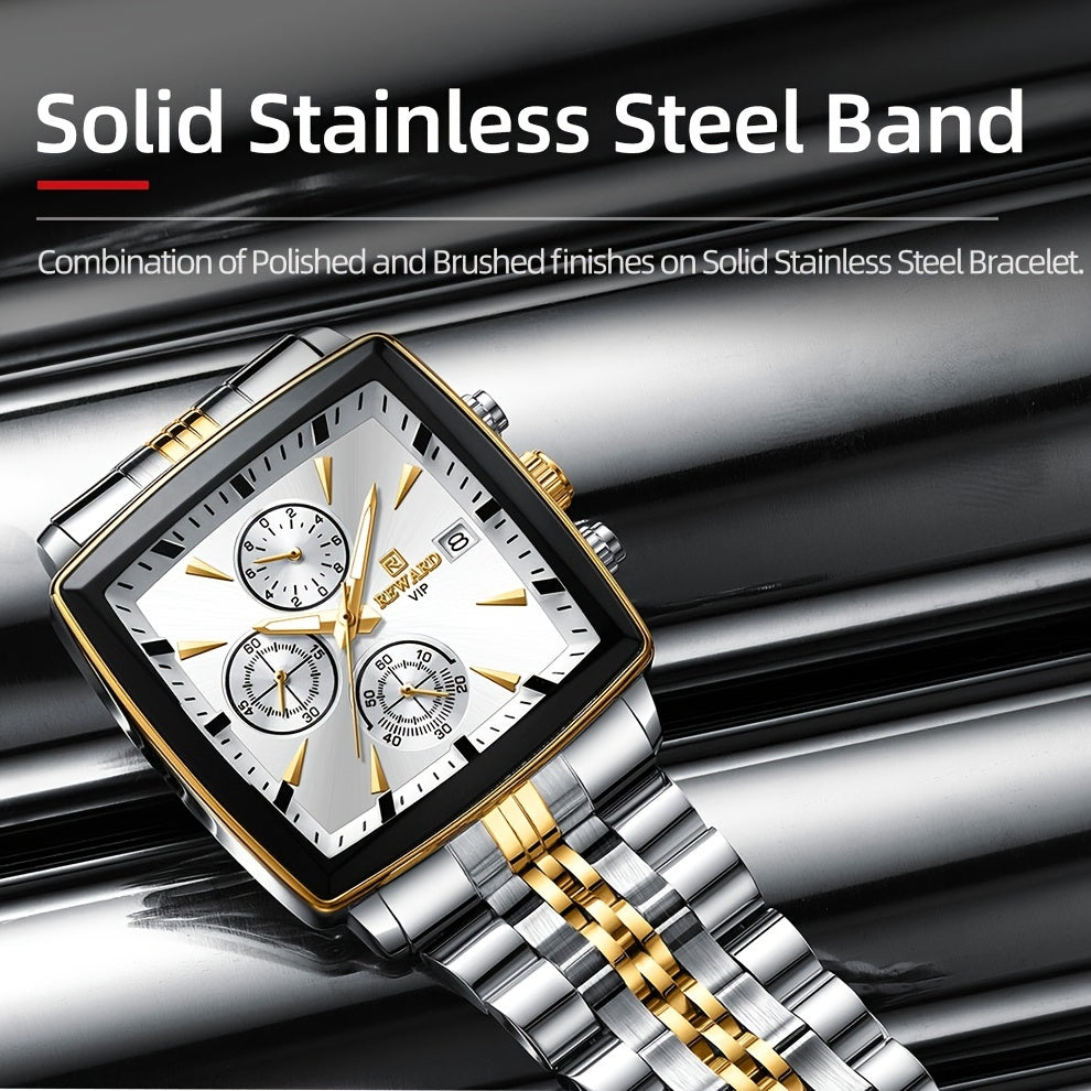 REWARD Rectangle Men'S Watches Quartz Wristwatches Luxury Business Watch Clock Luminous Hands Clock