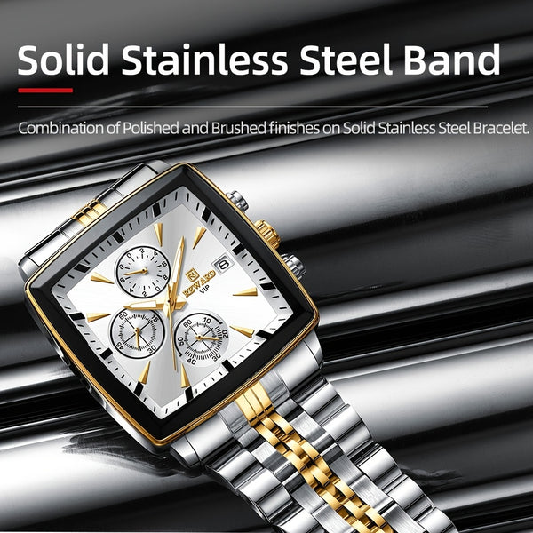 REWARD Rectangle Men'S Watches Quartz Wristwatches Luxury Business Watch Clock Luminous Hands Clock