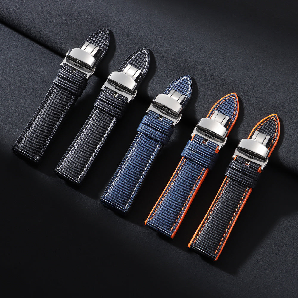 High-Quality Carbon Fiber Surface Silicone Watch Strap 20mm 22mm 24mm Composite Silicone Watch Band for Men