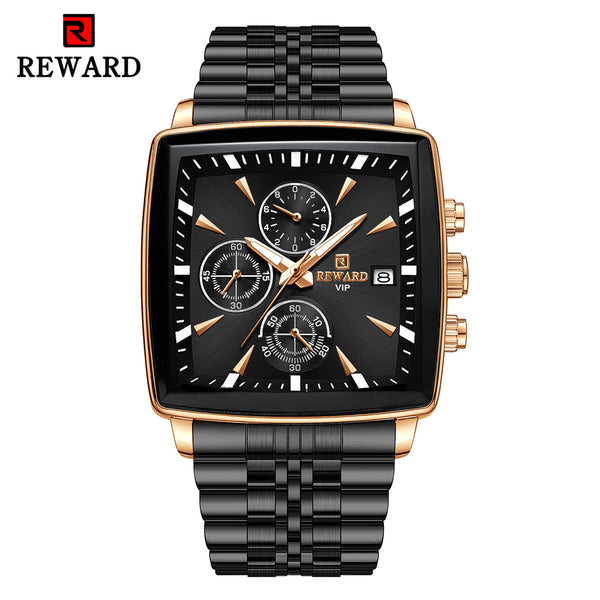 REWARD Rectangle Men'S Watches Quartz Wristwatches Luxury Business Watch Clock Luminous Hands Clock