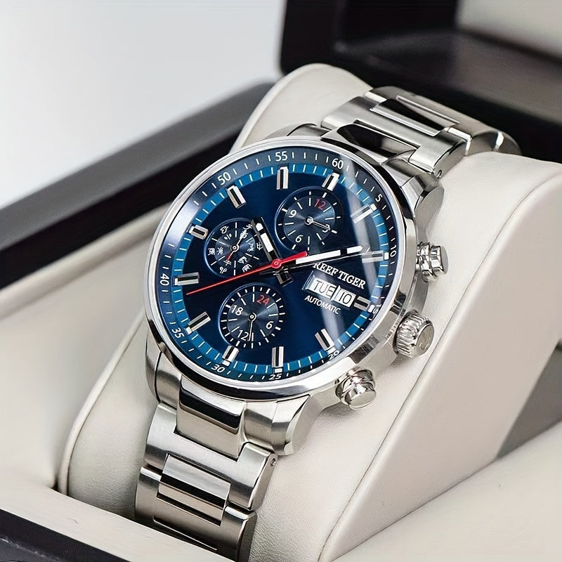 Reef Tiger Watch Men'S Mechanical Watch Automatic Multi-function Double Calendar Business