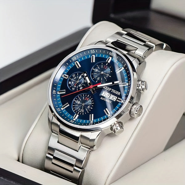 Reef Tiger Watch Men'S Mechanical Watch Automatic Multi-function Double Calendar Business