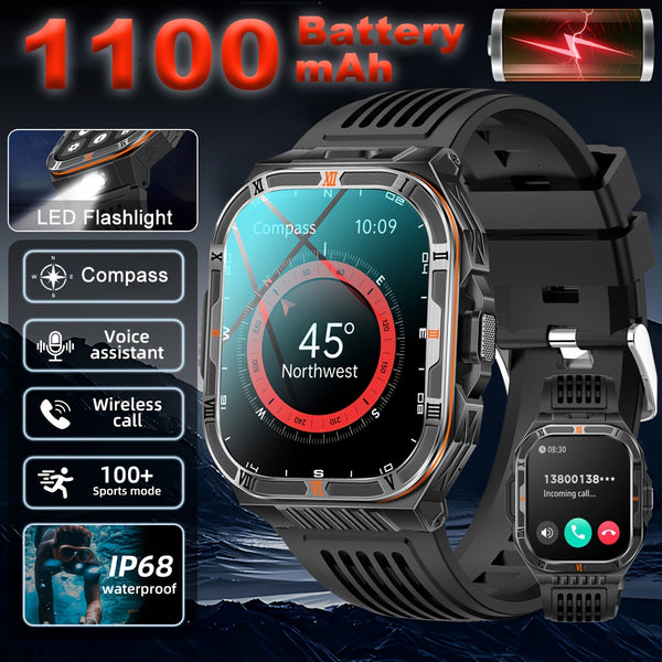 COIUSOR Men's Smart Watch with 1100mAh Battery, -Free Calling, Waterproof, 100+ Sports Modes