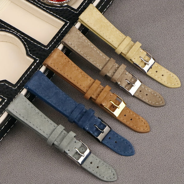 Premium Leather Suede Watch Strap Watchband Gray Blue Brown Watch Bands Quick Release Wristband Belt Accessories for Men