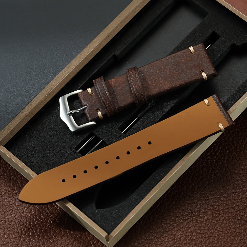 Vintage Genuine Leather Watch Strap 20mm 22mm Exquisite Gift Box Packaging