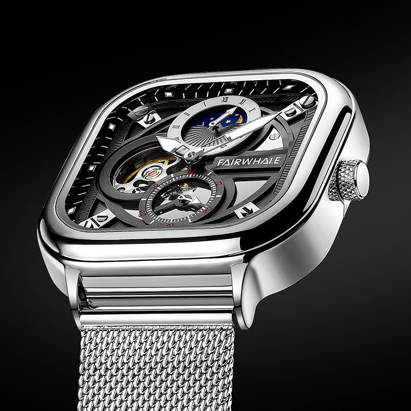 Fully automatic mechanical watch, stainless steel strap, Japanese movement, elegant appearance
