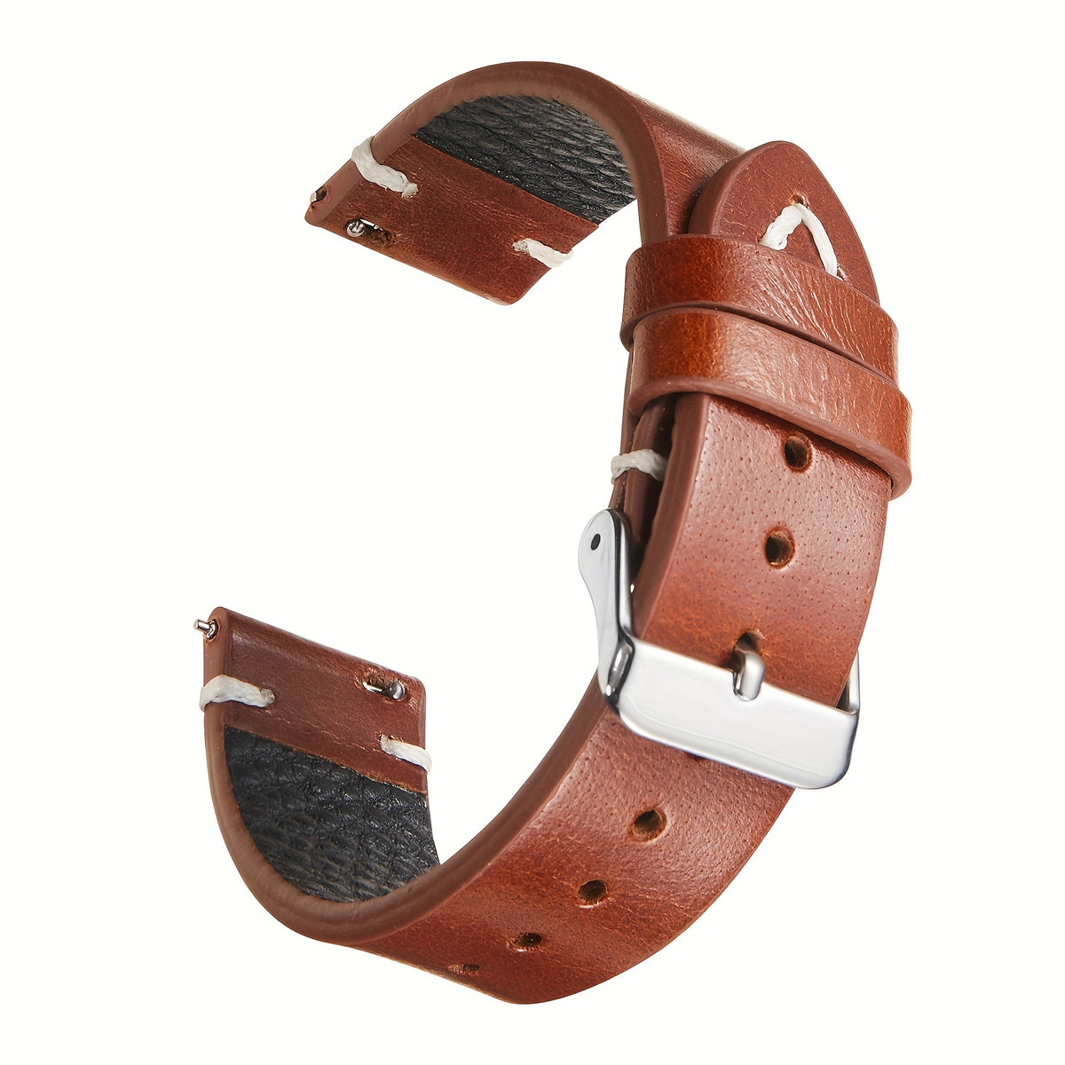 1pc Vintage Style Genuine Leather Watch Strap, Casual Tang Buckle Design