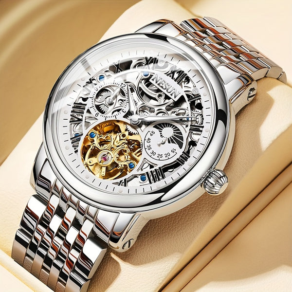 NESUN Automatic Mechanical Men's Watch - Multifunctional Luminous Stainless Steel Classic Business Watch