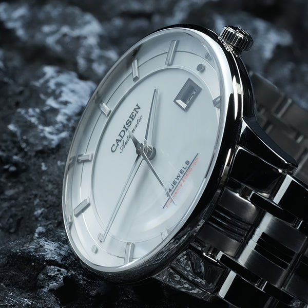 CADISEN Ultra-thin Mechanical Wriswatch 9015 - Luxury Single-dome Crystal Automatic Watch for Men