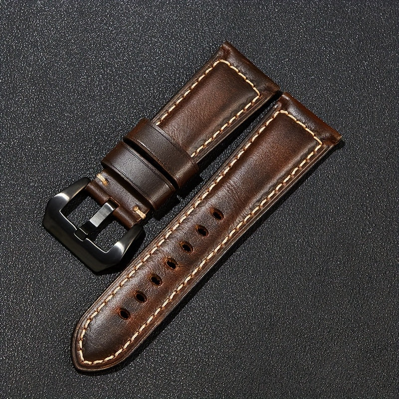 1pc Retro Genuine Leather Cowhide Watch Strap For Men And Women