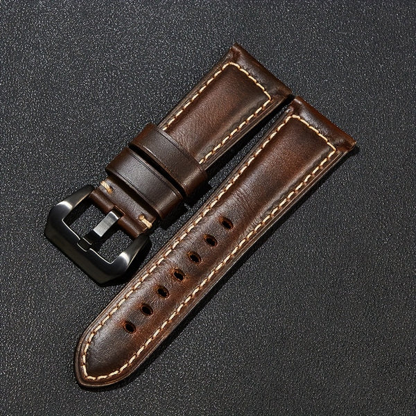 1pc Retro Genuine Leather Cowhide Watch Strap For Men And Women
