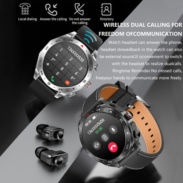 2025 new Men's smart watch, built-in TWS wireless headset, supports wireless calls, message push