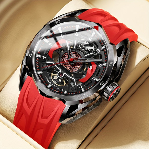 ZUNGE Automatic Mechanical Watch for Men - Skeleton Dial with Exposed Movement