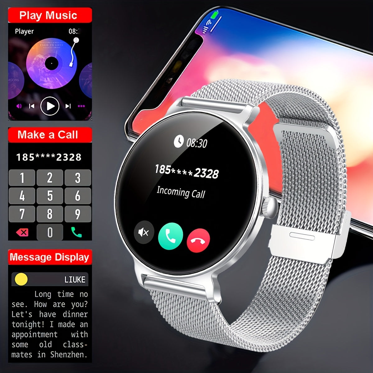 Ultra-Thin And Durable Smart Watch for Men And Women, Battery Life of 5-7 Days, Wireless Calling