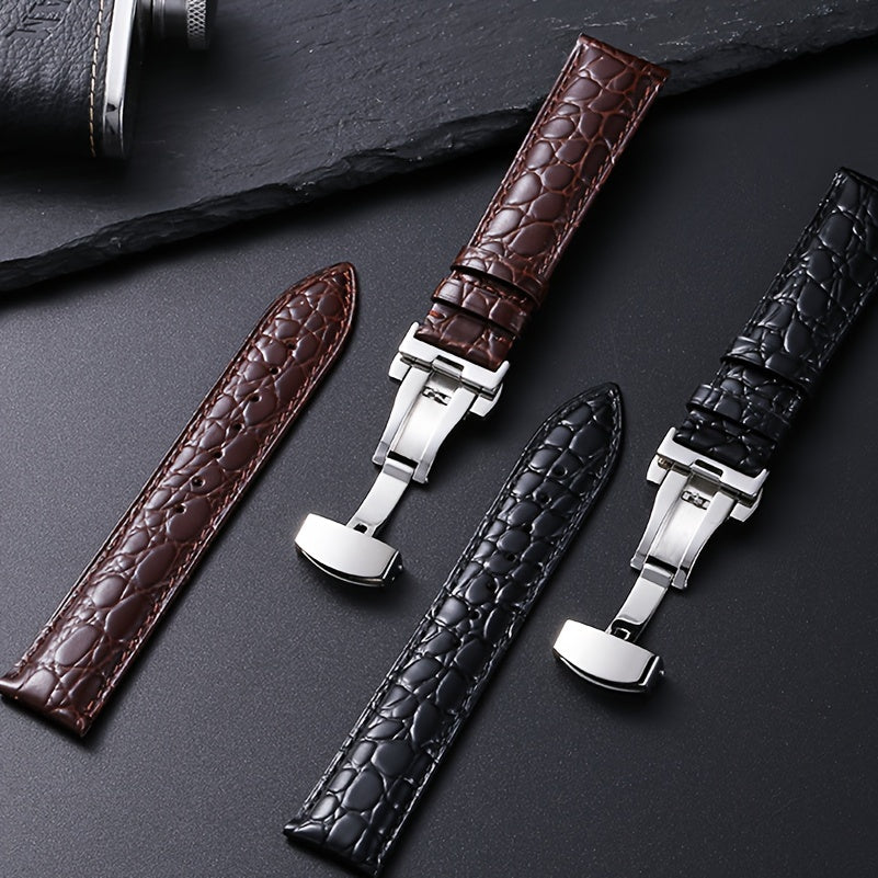 Crocodile Strap Casual Faux Leather Watch Strap | Soft Crocodile Pattern for Men's