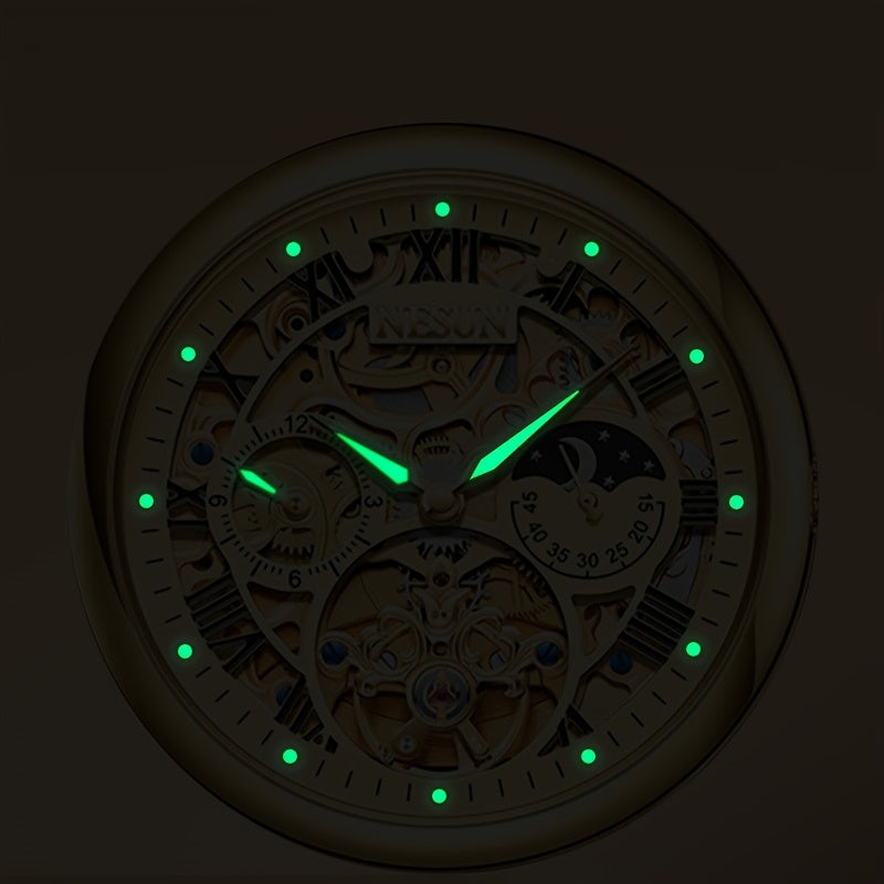 NESUN Automatic Mechanical Men's Watch - Multifunctional Luminous Stainless Steel Classic Business Watch