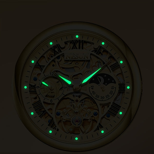 NESUN Automatic Mechanical Men's Watch - Multifunctional Luminous Stainless Steel Classic Business Watch