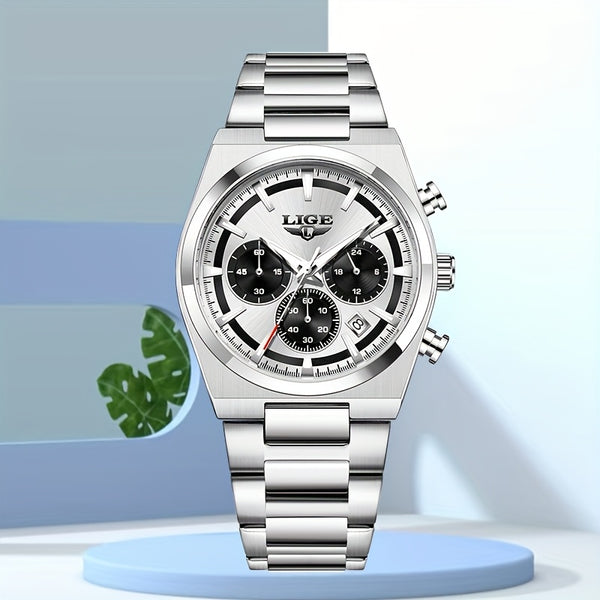 LIGE Classic Unisex Watch - Elegant Fashion Quartz Chronograph with Steel Band