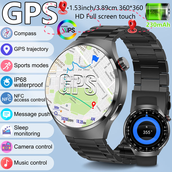 2025 New GPS Sports Smartwatch, 1, 53-inch Full Touch Screen, IP68 Swimming Watch with Built-in GPS Tracking
