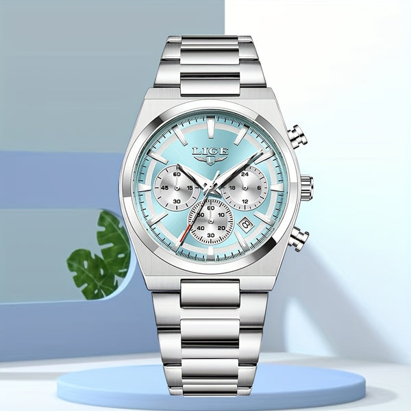 LIGE Classic Unisex Watch - Elegant Fashion Quartz Chronograph with Steel Band