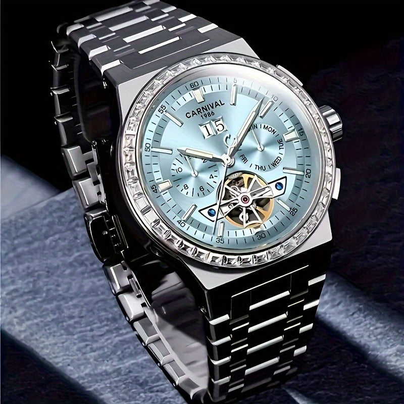 Carnival Men's Watch With HE Key Diving Watch Multi-function Men's Mechanical Watch Waterproof Wristwatch Holiday Gift