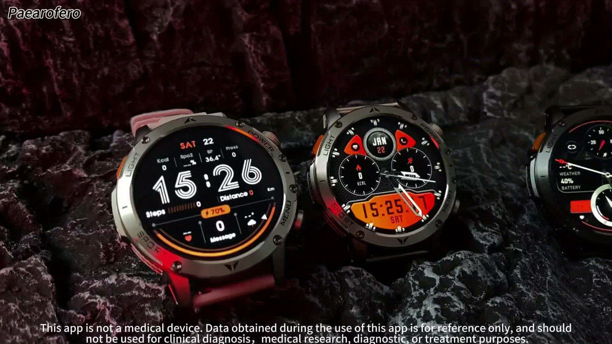 Paearofero 1000mAh Large Battery Outdoor Smartwatch, LED Flashlight, Wireless Calling, Voice Assistant