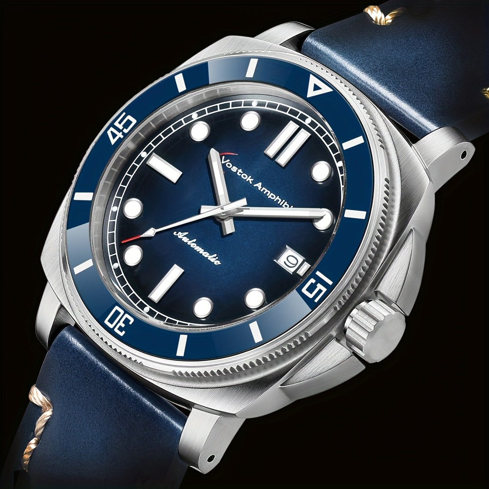 Vostok Amphibia Men'S Luxury Steel Mechanical Watch - Automatic Movement, Date Display