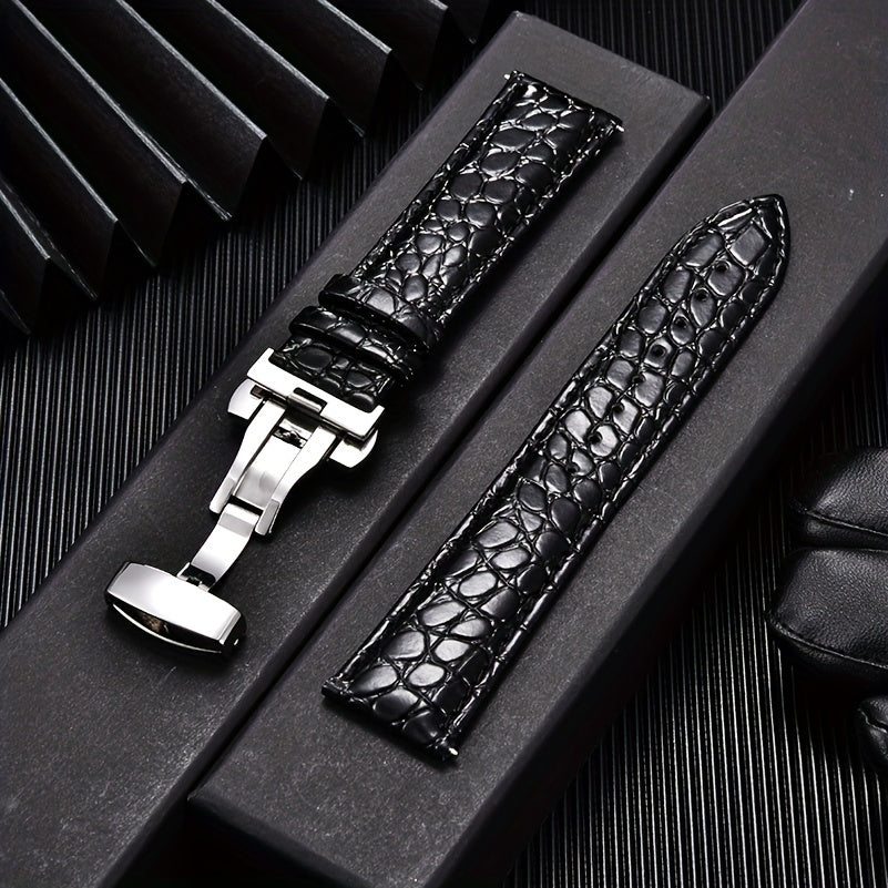 Crocodile Strap Casual Faux Leather Watch Strap | Soft Crocodile Pattern for Men's