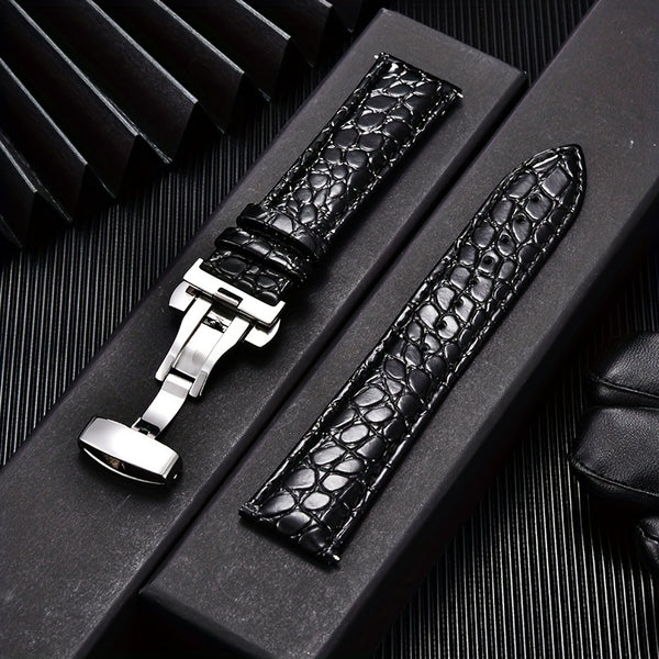 Crocodile Strap Casual Faux Leather Watch Strap | Soft Crocodile Pattern for Men's