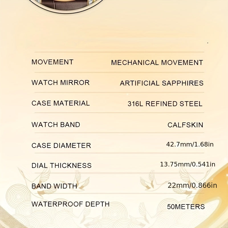 Men's Automatic Mechanical Watch Business Men's Watch Chinese Style Fashion Waterproof Men's Watch