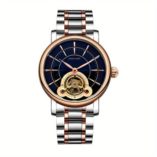 Men's Large Flyback Chronograph Semi-Automatic Mechanical Watch - Luminous Dial