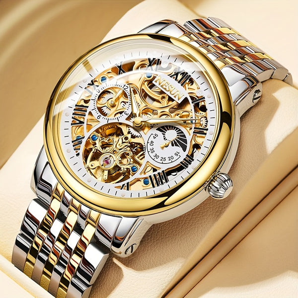 NESUN Automatic Mechanical Men's Watch - Multifunctional Luminous Stainless Steel Classic Business Watch