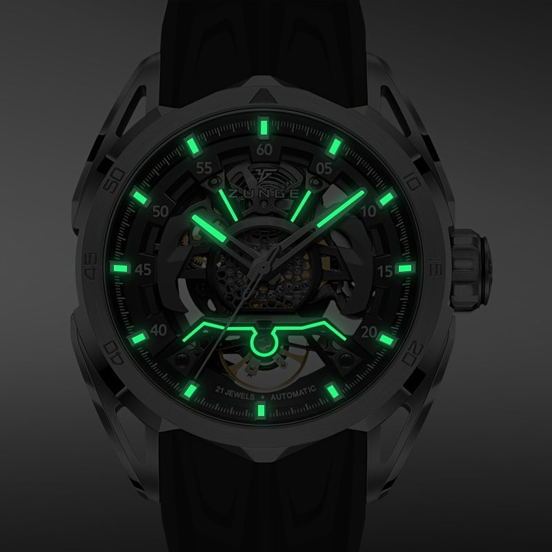 ZUNGE Automatic Mechanical Watch for Men - Skeleton Dial with Exposed Movement