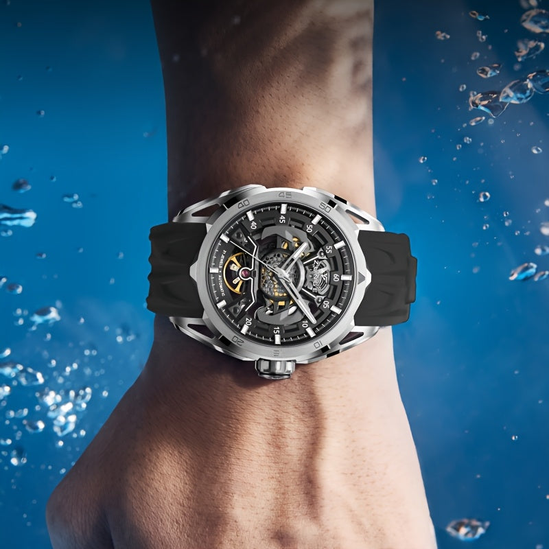 ZUNGE Automatic Mechanical Watch for Men - Skeleton Dial with Exposed Movement
