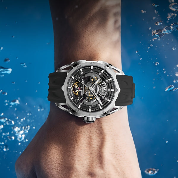 ZUNGE Automatic Mechanical Watch for Men - Skeleton Dial with Exposed Movement