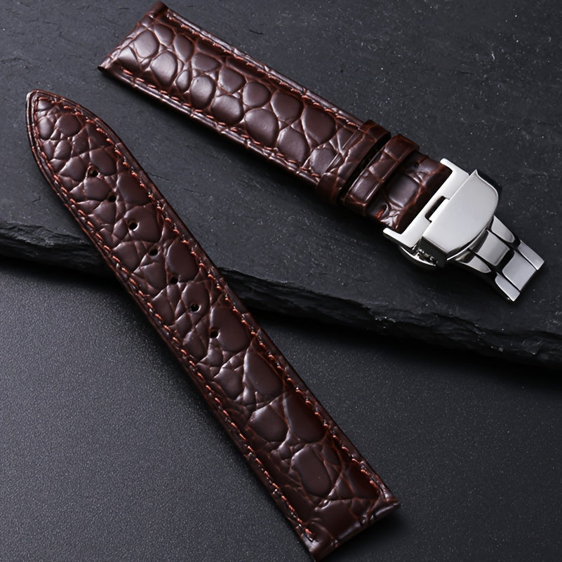 Crocodile Strap Casual Faux Leather Watch Strap | Soft Crocodile Pattern for Men's