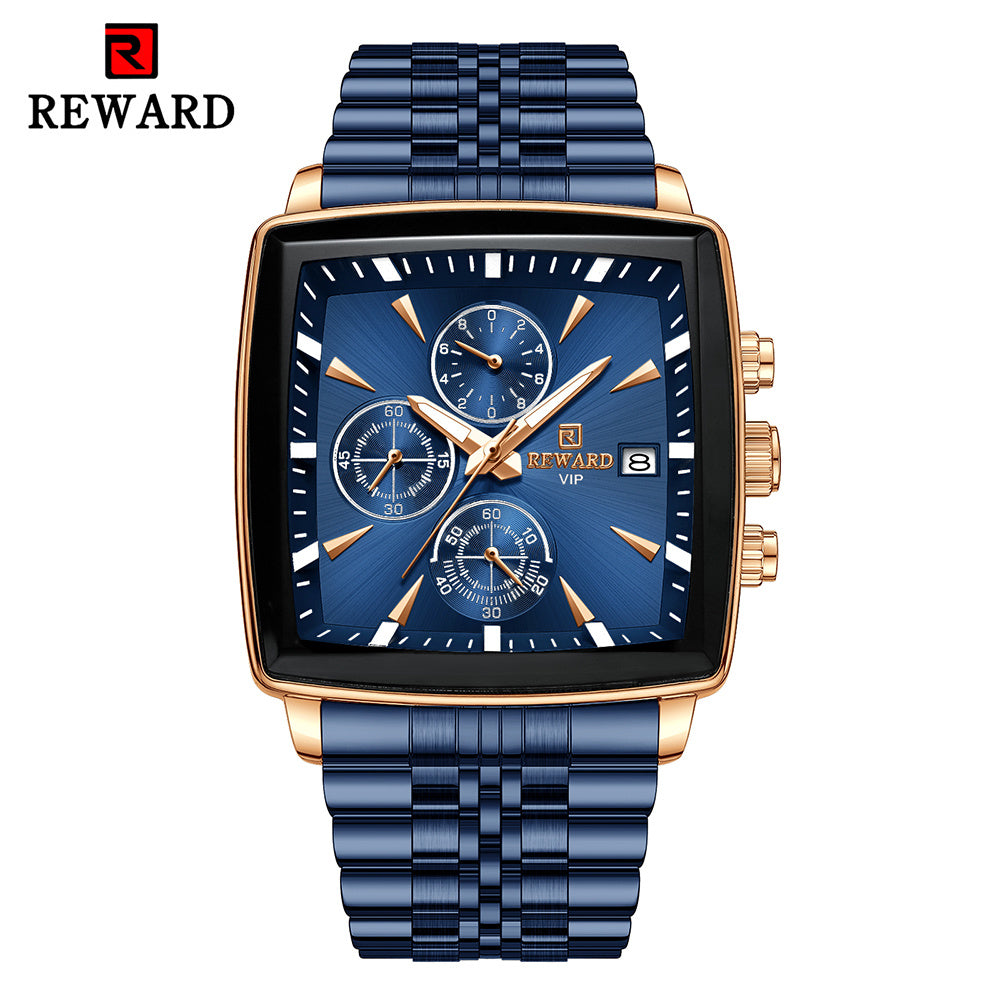 REWARD Rectangle Men'S Watches Quartz Wristwatches Luxury Business Watch Clock Luminous Hands Clock