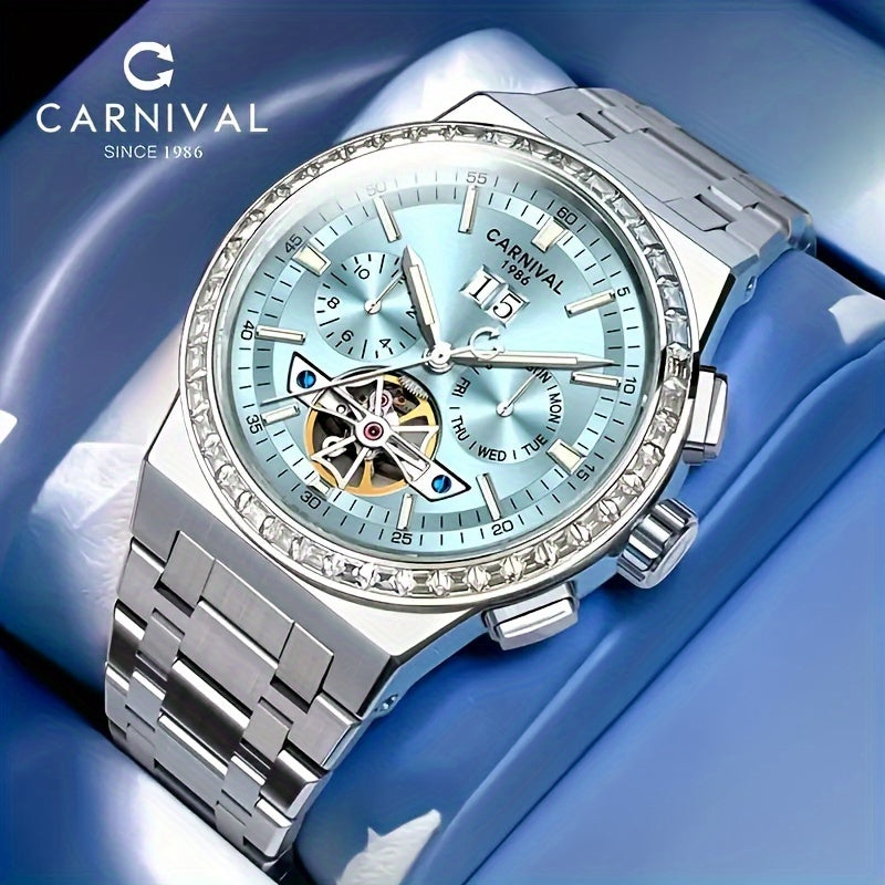 Carnival Men's Watch With HE Key Diving Watch Multi-function Men's Mechanical Watch Waterproof Wristwatch Holiday Gift