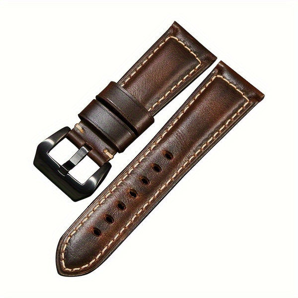 1pc Retro Genuine Leather Cowhide Watch Strap For Men And Women