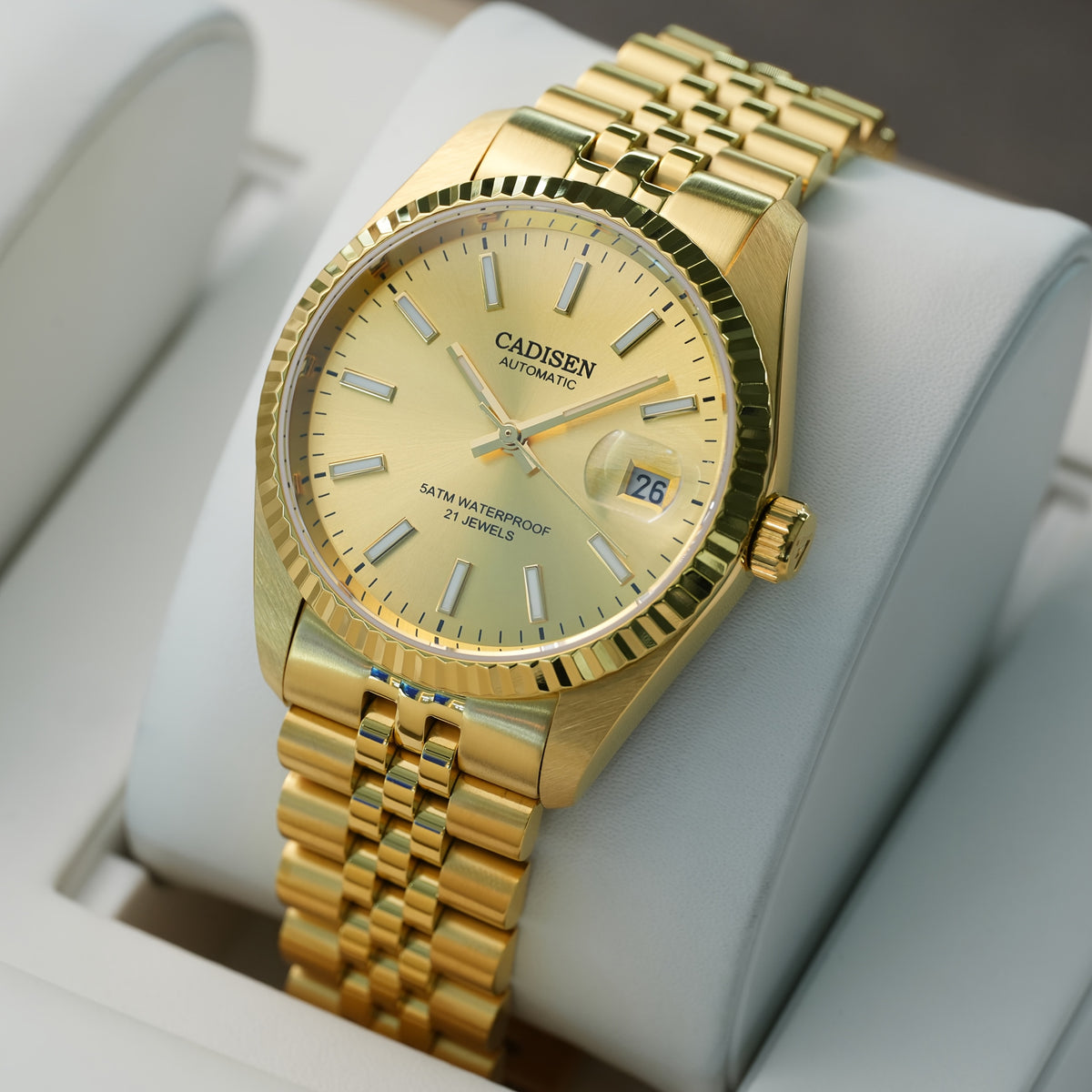 CADISEN New 's Watches Mechanical Automatic Watch for Japan 8215 AR Created-Sapphire