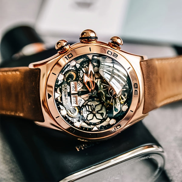 reef tiger Brand Men's Automatic Mechanical Watch Business Men's Watch Fashion Men's Sports Watch Silvery Case Black Face